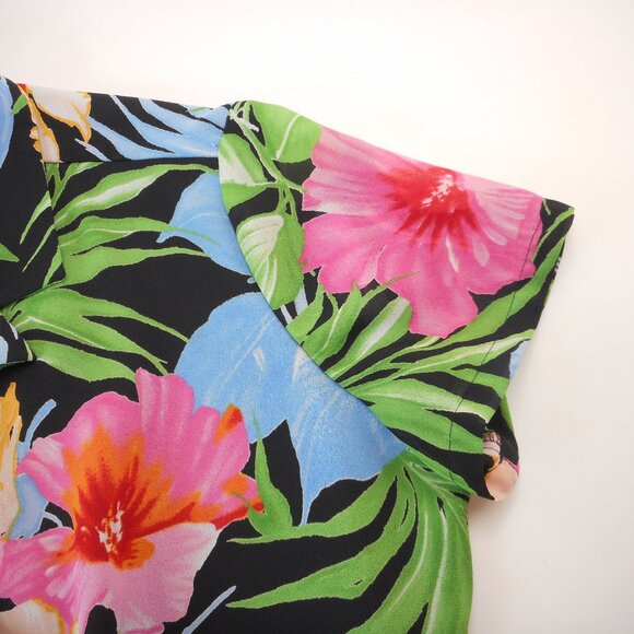 Emma James Tropical Shirt Dress Multicolor size 6P Petite Floral Short Sleeve - Picture 11 of 13